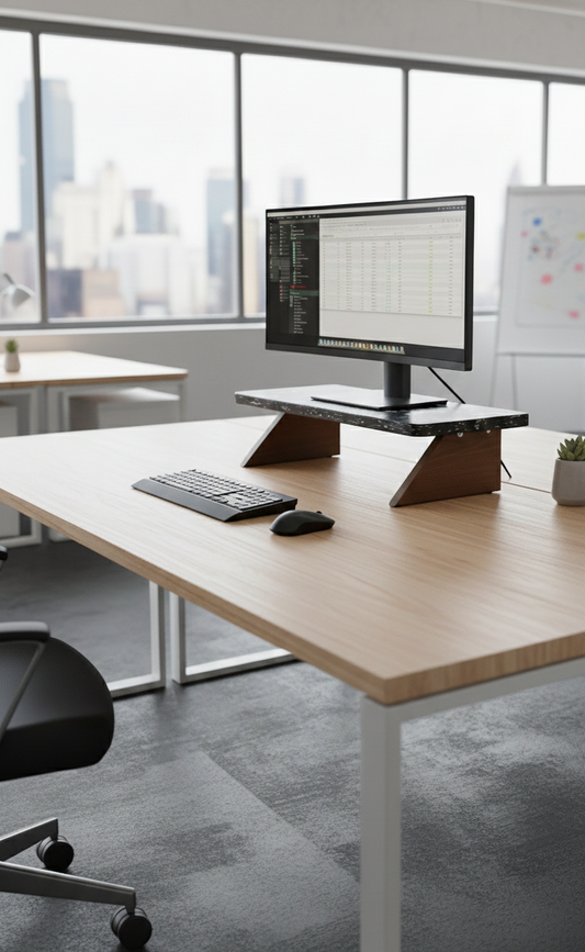 Réhausseur d'écran ergonomique et circulaire