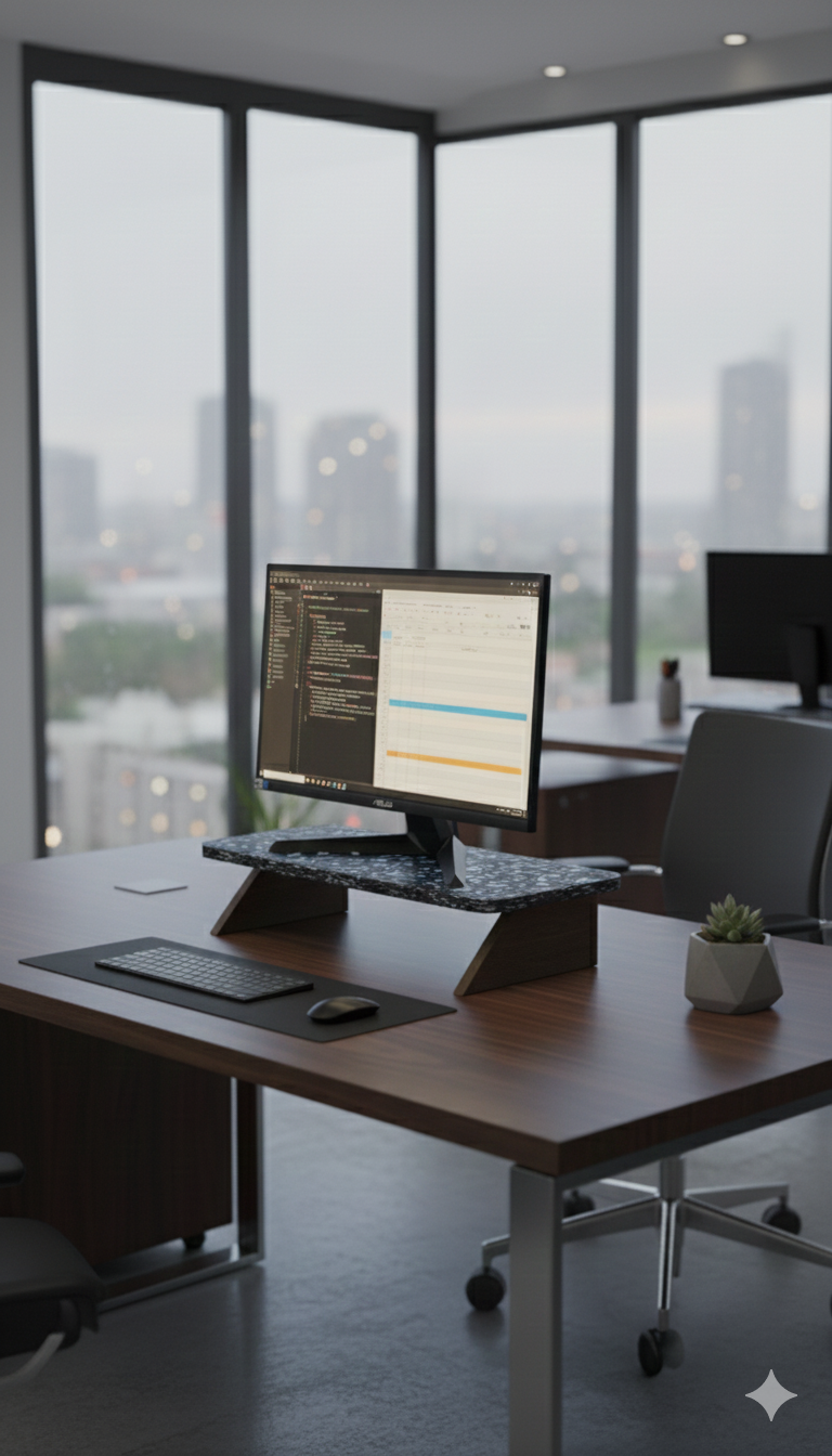 Réhausseur d'écran ergonomique et circulaire